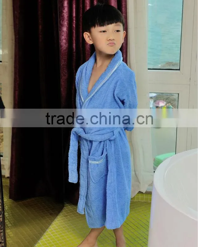 promotional 100 cotton good quality kids bathrobe with light lace