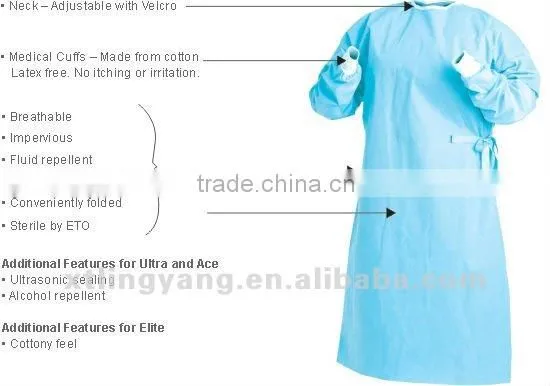 45gsm disposable sterile hospital gowns