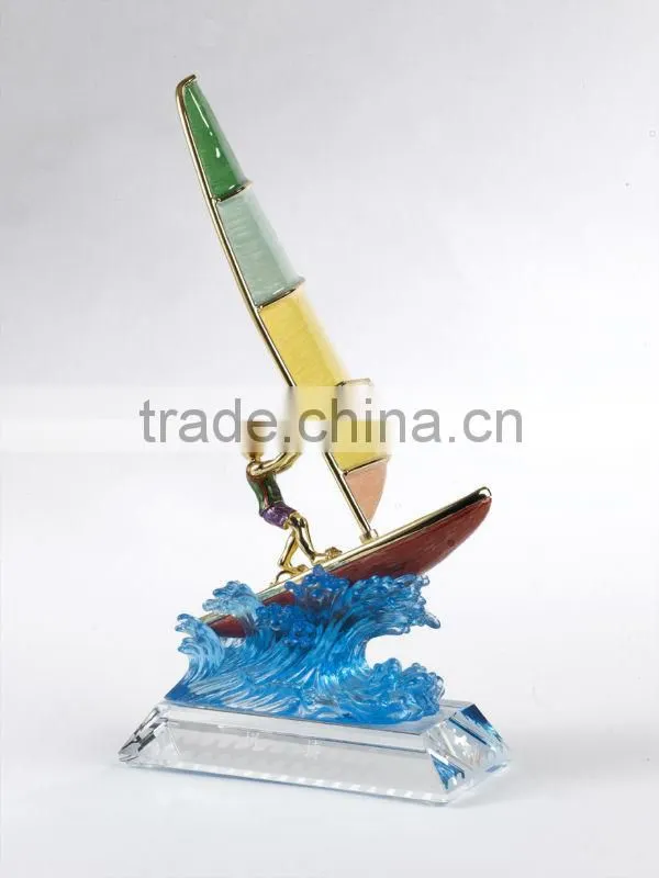 RORO home decoration crystal glass craft sailing ships household decor