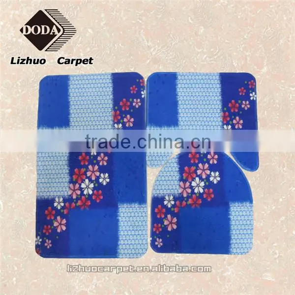 Non-slip polyester leaves printing floor mat for bathroom , home