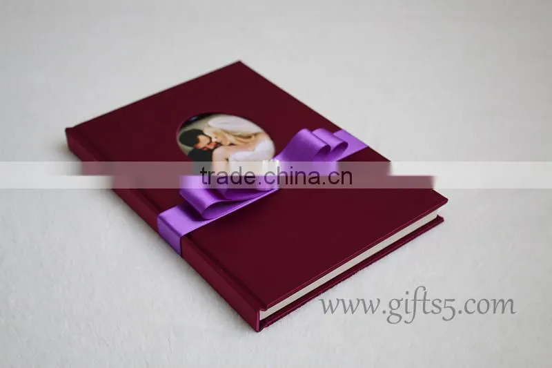 Excellent Silk Covor Wedding Guest Book with photo frame