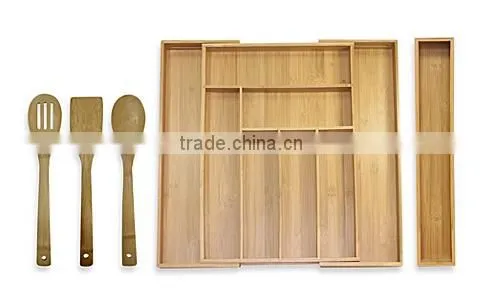 Kitchen Utensil Set with a Bamboo 5-Piece Organizer Turner Spatula with a Extender Set