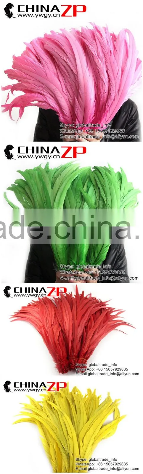 Gold Supplier ZPDECOR Decorative 40-45cm Length Red Chicken Fully Dyed Roosters Feathers for Sale