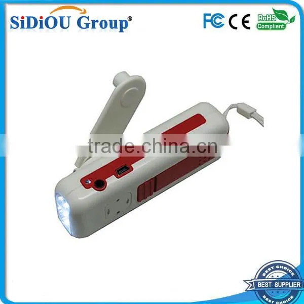 mini usb crank multi-function dynamo flashlight