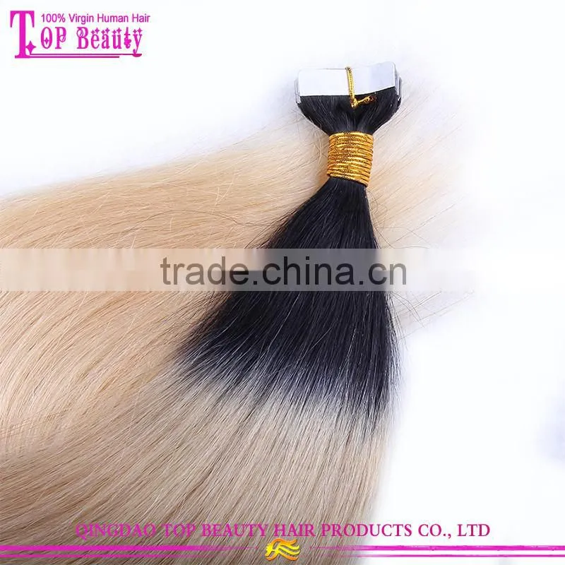 Color #1b/27 peruvian ombre remy tape hair extensions wholesale cheap tape hair extensions