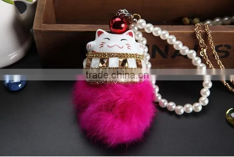 fortune Cat fur bag charm