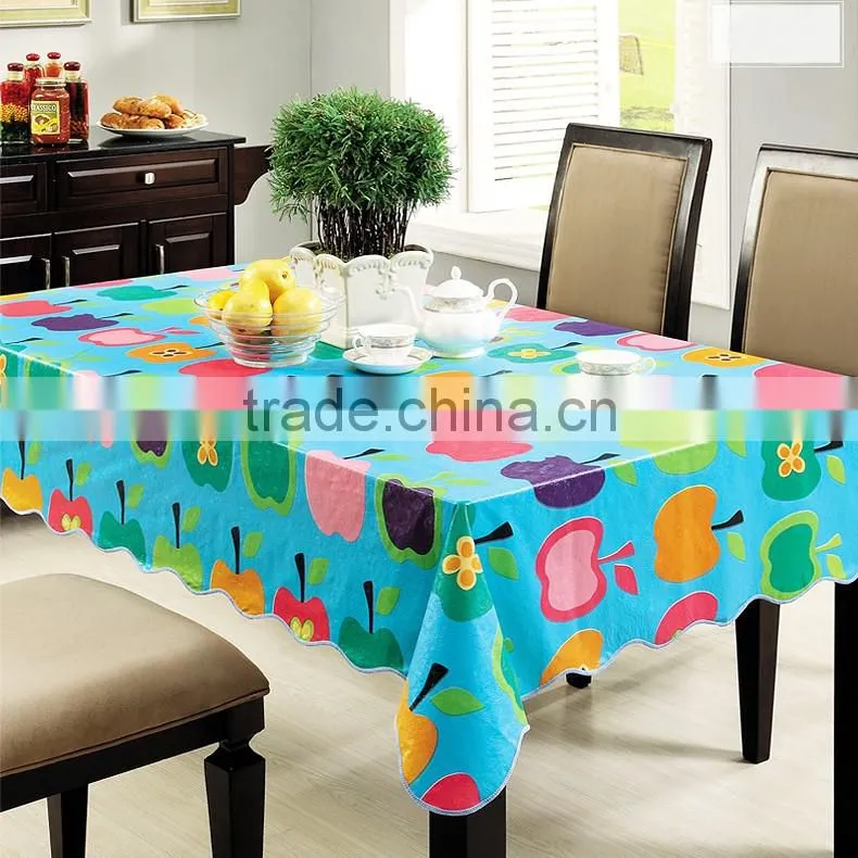 2016 fashion new style 100%polyester round jacquard durable pvc eco-friendly printed tablecloth