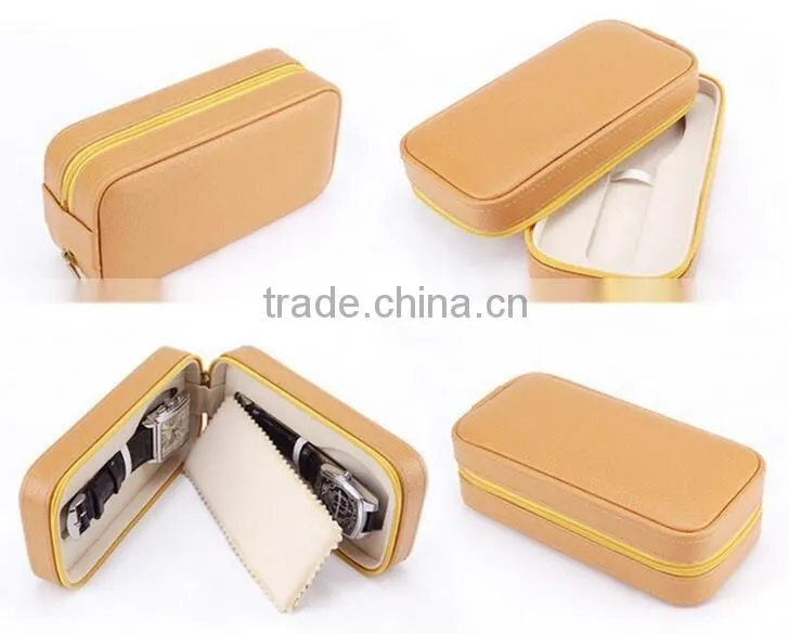 Genuine Leather Zipper watch box, Couple watches gift box