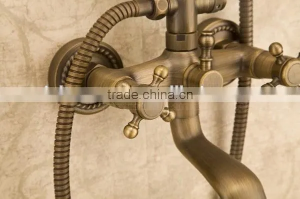 titanium gold shower, loudspeaker widespread elegent shower set, antique brass shower non-fade out