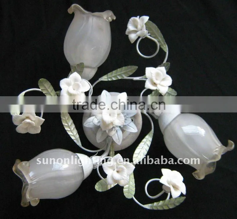 Natural double glass shade metal art table lamp