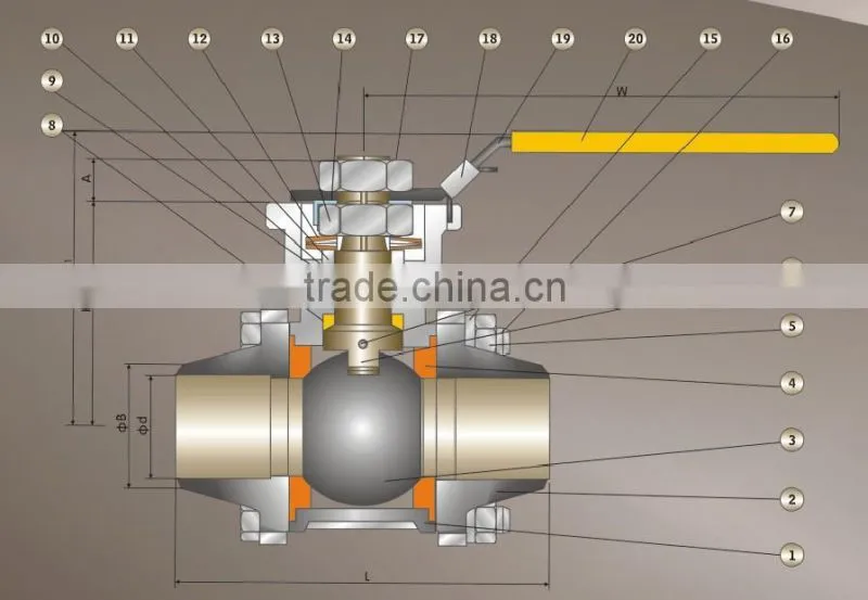 1000wog 3 pc welding 1 inch ball valve