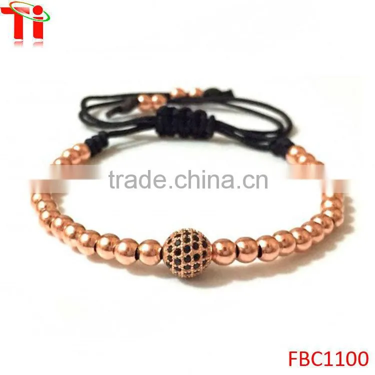 New arrival BALLS DIAMOND MACRAME 18KT rose gold beads bracelet