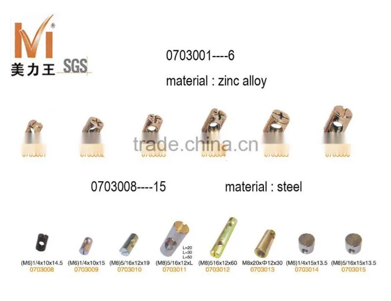 zinc alloy embedded lock nut for wood furniture