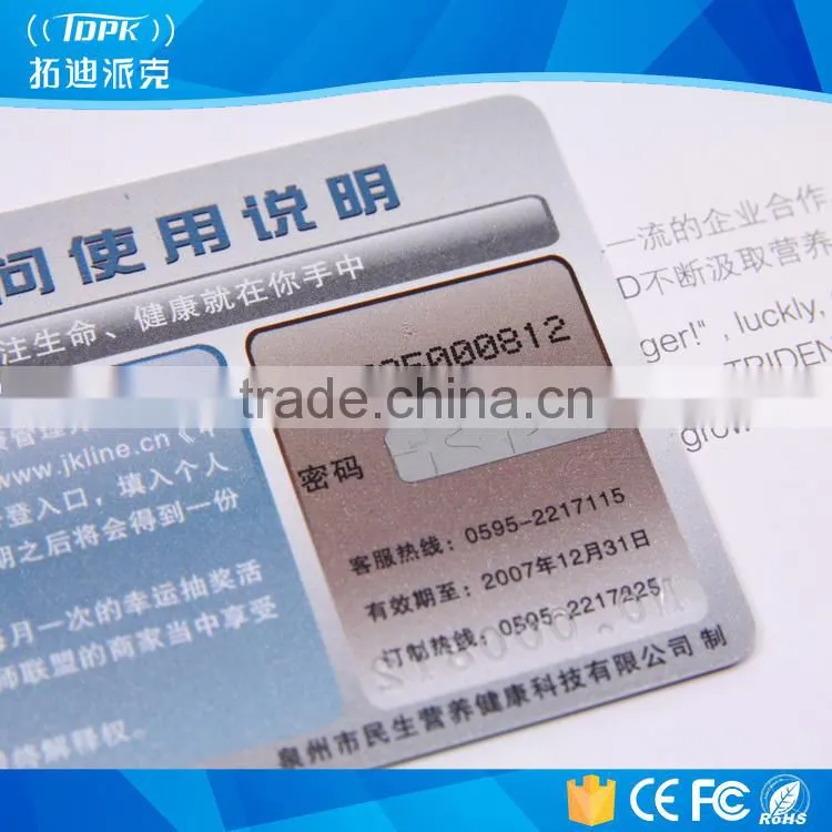 plastic pvc scratch card with high quality