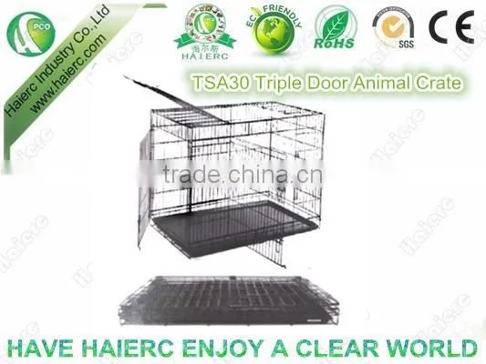 Haierc Triple Dog Crate Folding Metal Dog Cage Dog Crate