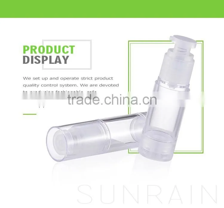 Professional spring outside empty silver cosmetic plastic airless bottle 50ml