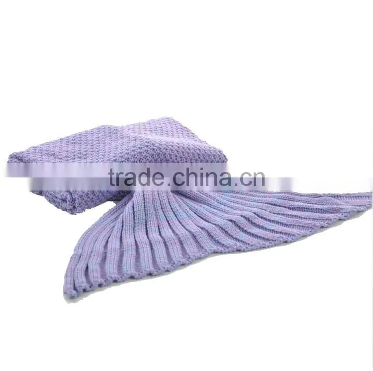 China supplier low MOQ kids children knitted mermaid tail blanket