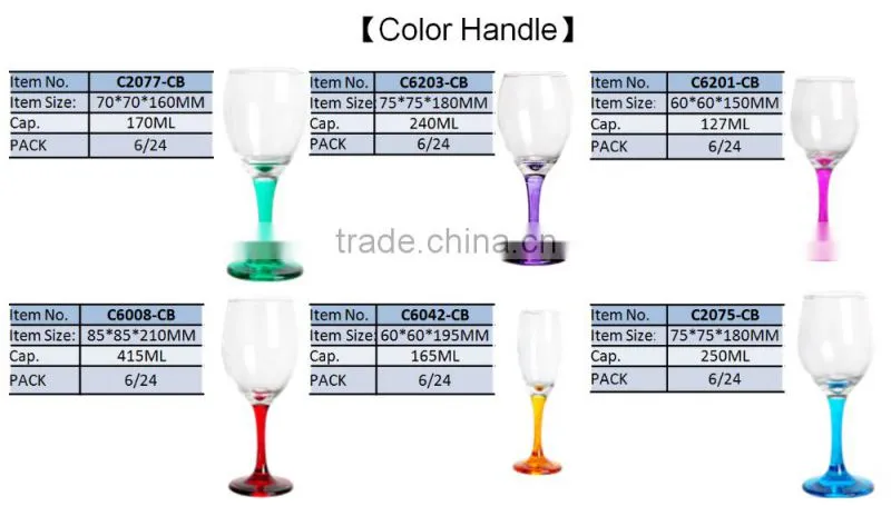 Hand Painted Blue Colored Stem Wine Glass