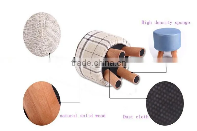 Trade assurance Mini cute wooden stools for kids linen chair wholesale