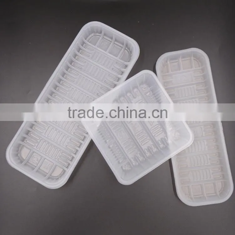 2017 Guangzhou White rectangle disposable plastic food/fruit frozen packing tray