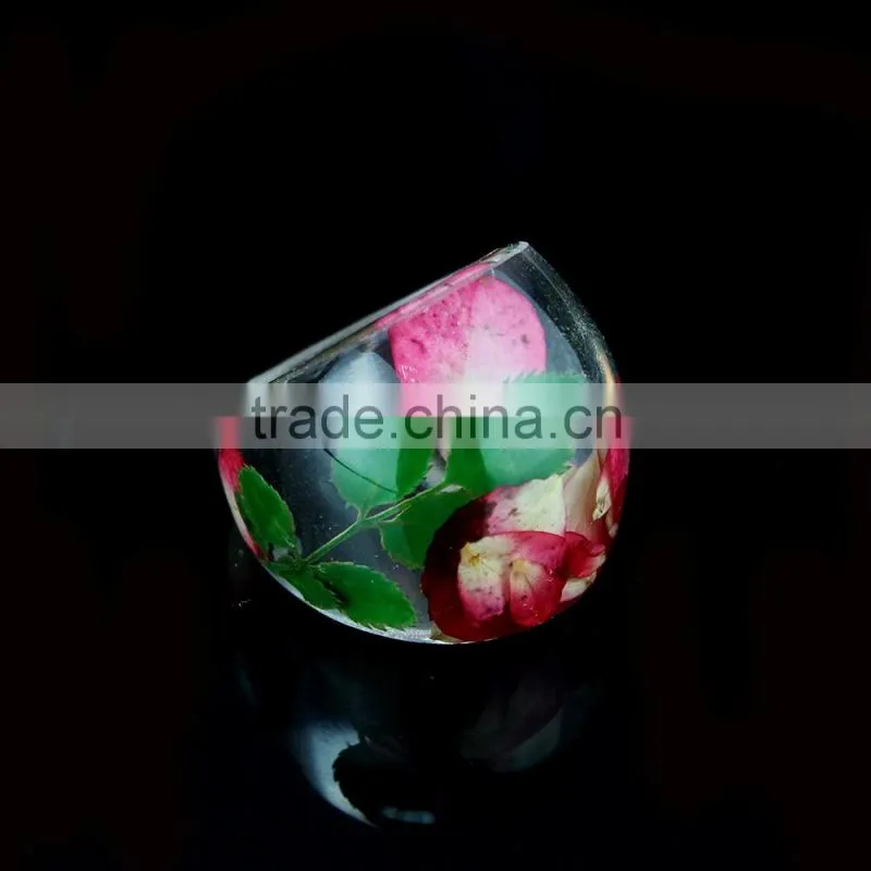 Blue Resin Ring Jewelry Lovely flowers Resin Ring women