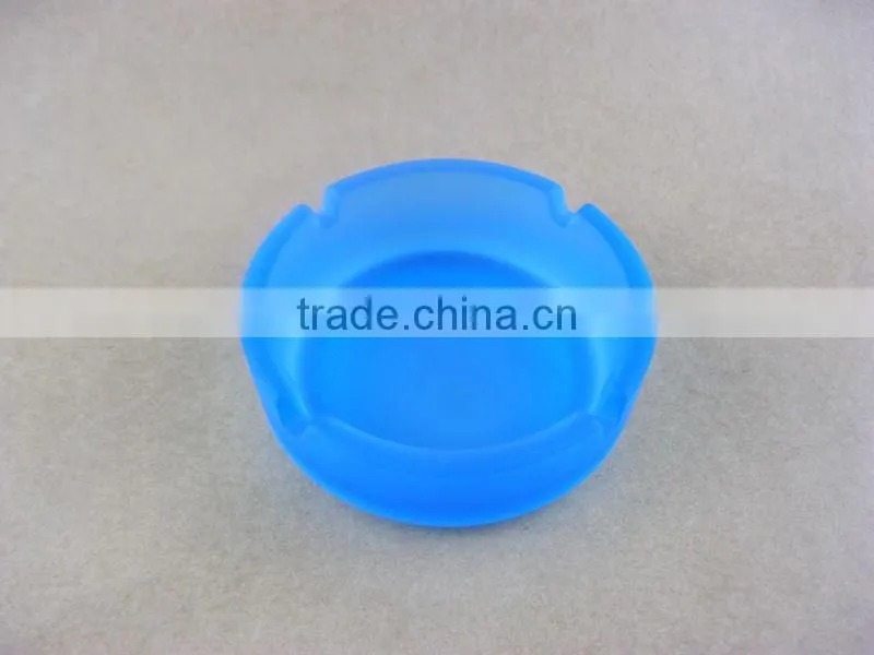 Frosted light blue glass ashtray