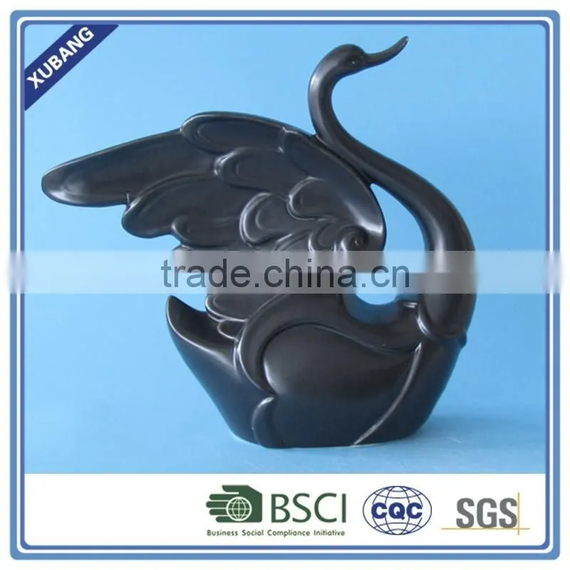 Luxury modern ceramic goose figurine decoration black goose