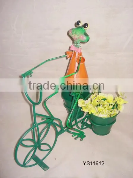 YS11612 frog bicycle iron plant pot stand made in Fujian with size 17X10.5X17.5"