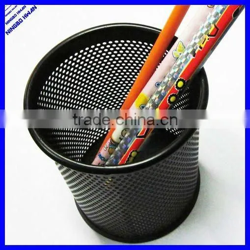 Quality round black metal mesh paper clip holder