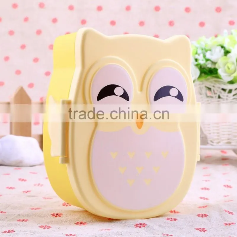 1050ml Cartoon Owl Lunch Box Food Fruit Storage Container Portable Bento Box Food-safe Food Picnic Container for Children Gifts