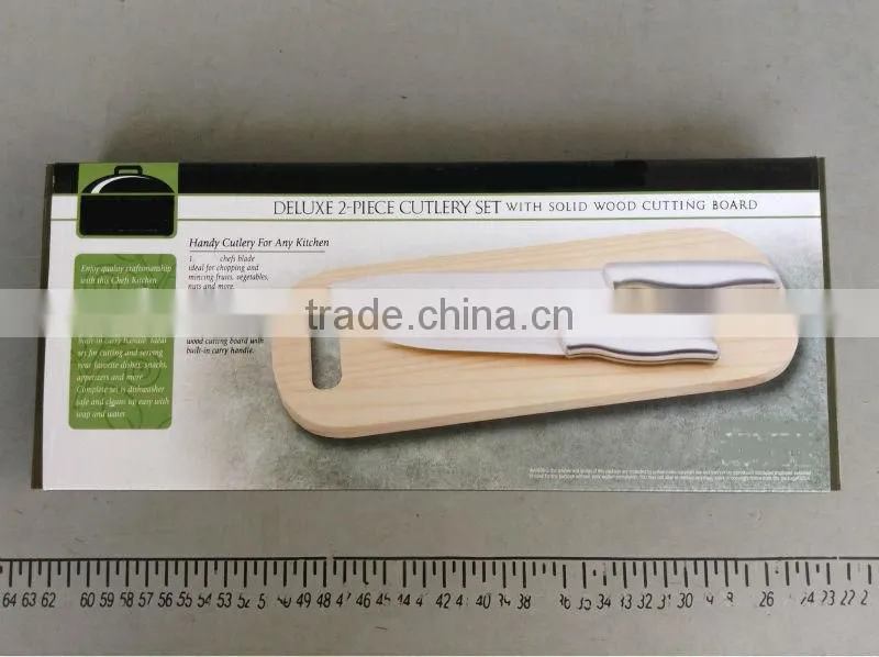 2PC cutlery set with solid wood cutting board