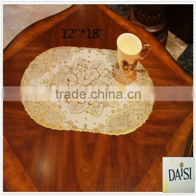 30cm*46cm golden PVC lace placemat (DOILES) for banquet