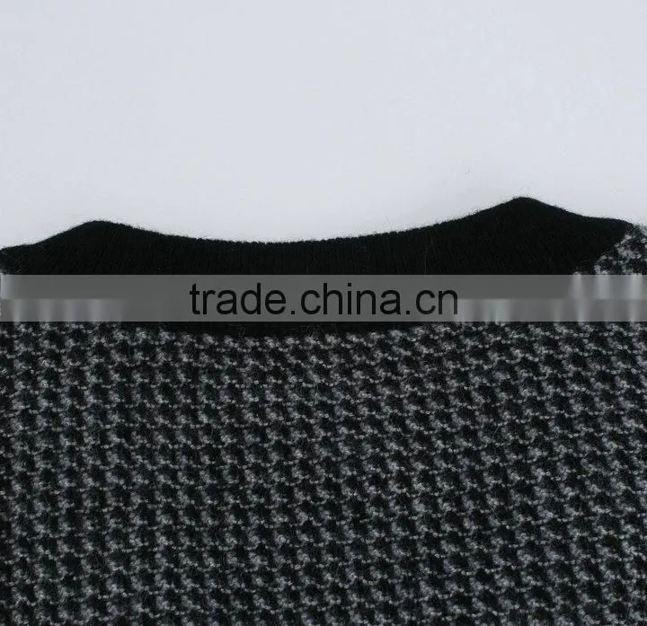 Houndstooth pattern jacquard sweater knitting machine for V-neck pullover sweater ,jacquard knitting fabric for men sweater