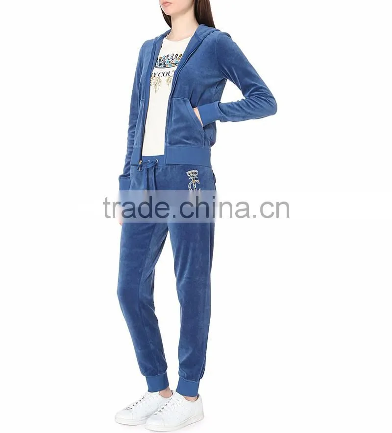 custom beaded design cotton wholesale casual sport outdoor fashion ladies velvet jogger pants for women