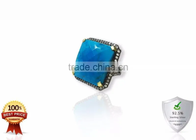925 Sterling Silver Ring With Tourquoise Gemstone