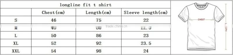 sublimation mens longline t shirt, men's elongated t shirt wholesale
