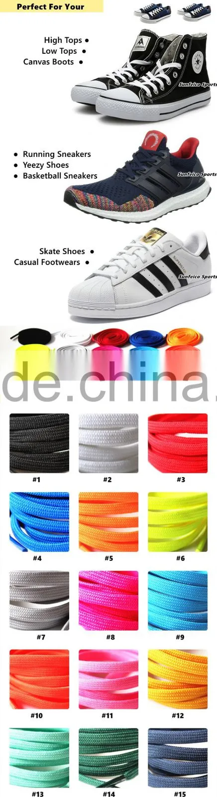 Tubular Runners Replacement Shoes Red Laces for Skate Boots, Hiking Boots, Casual Footwears - Amazon/eBay Supplier