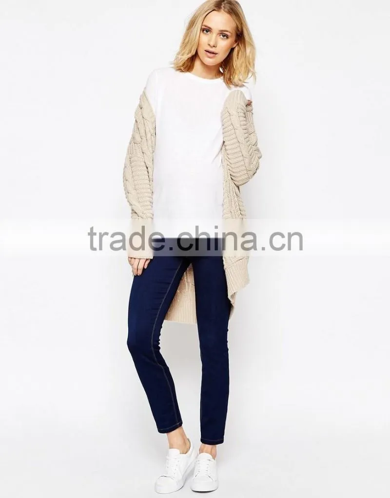 100% cotton long sleeve fashion knitted fabric o neck maternity top clothes
