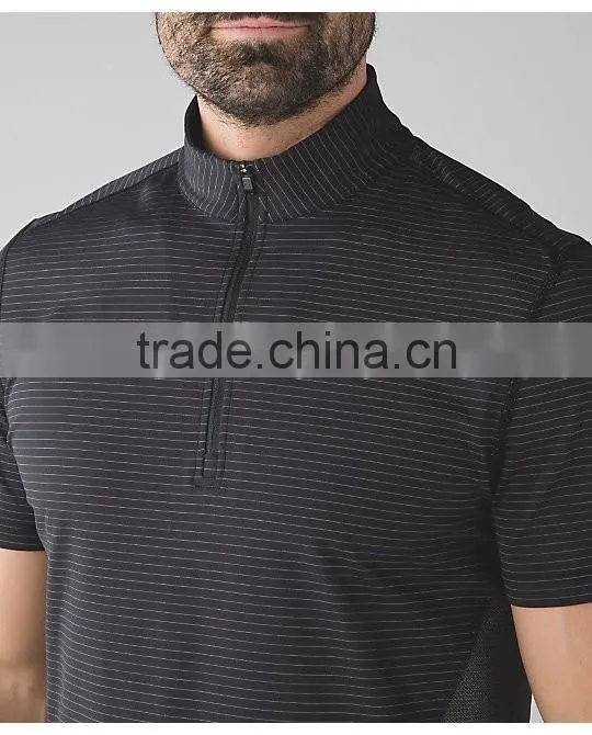 Classical Solid Color Contrast Piping 1/4 Zipped Pullover Sport Sweatshirt