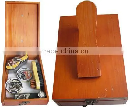 Home use luxury shoe shine kit wooden box package