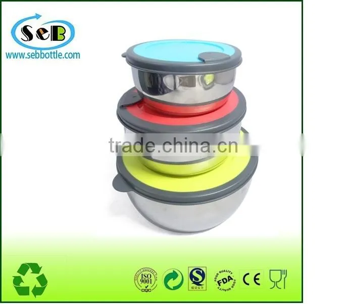 Round stainless steel lunch box with pp lid , lunch container with pp lid
