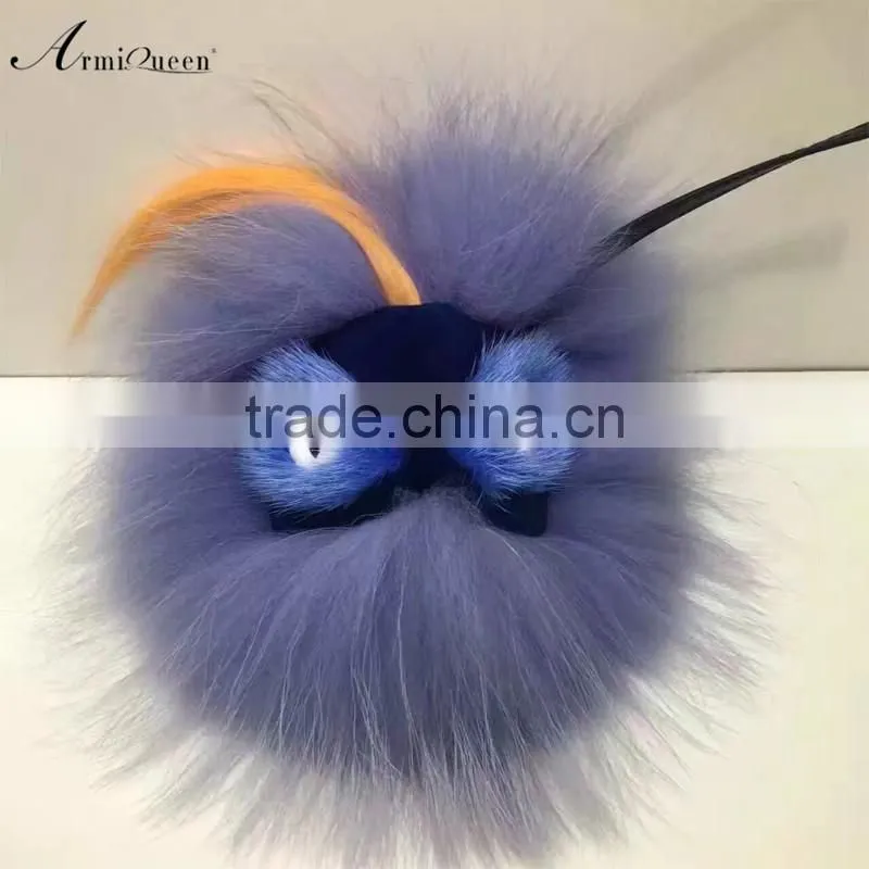 Raccoon pendant lovely little monster raccoon fur pom pom keychain