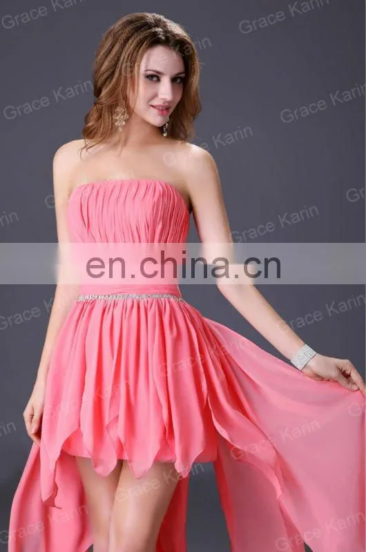2015 Grace karin 2 Colors short front and long back Off shoulder cocktail dresses CL4094-1#