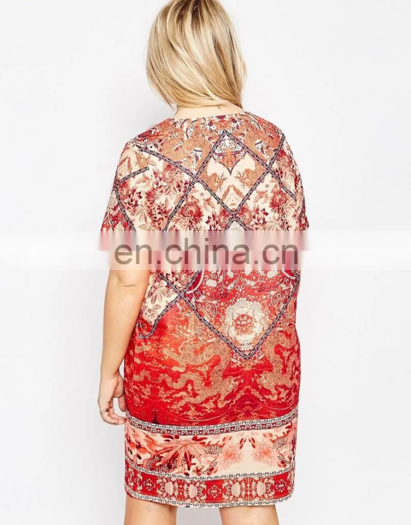 Custom-made printing dress for fat women plus size women clothing