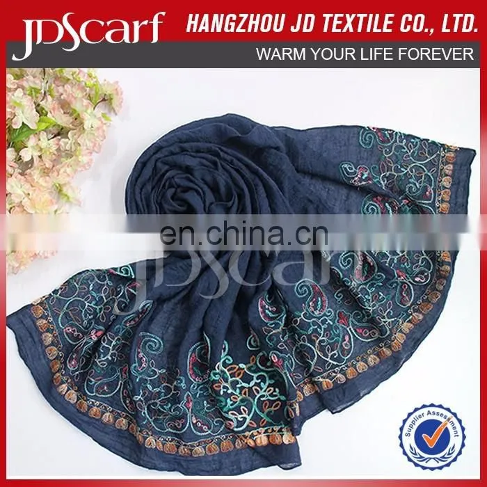 New designs multiple colors pashmina scarf muslim woman with embroidery pattern