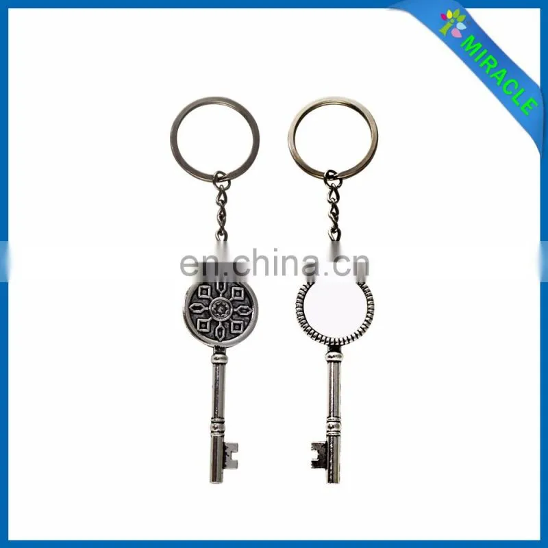 Sublimation Key Shaped roundl Metal Keychain