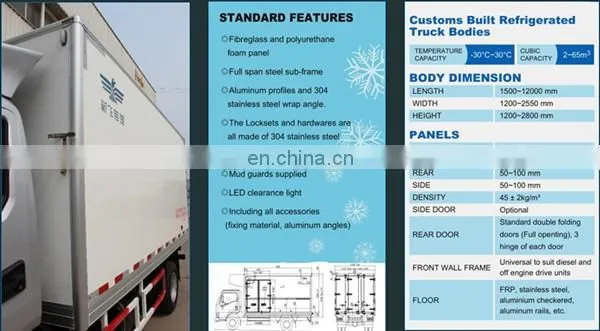Custom-made Refrigerator Truck Body; Fiberglass +PU+Fiberglass