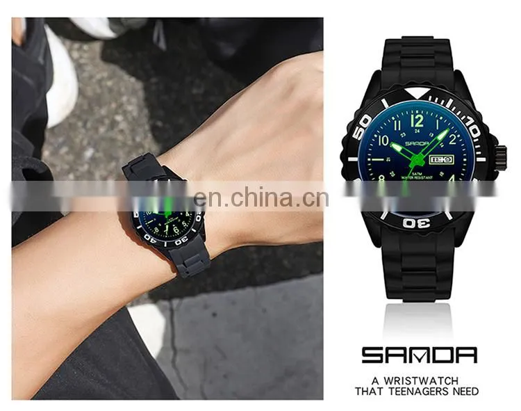 Sanda 1053 Designer Women Quartz Wrist Watch Resin Strap Luminous Waterproof Fashion Analog Watches Ladies