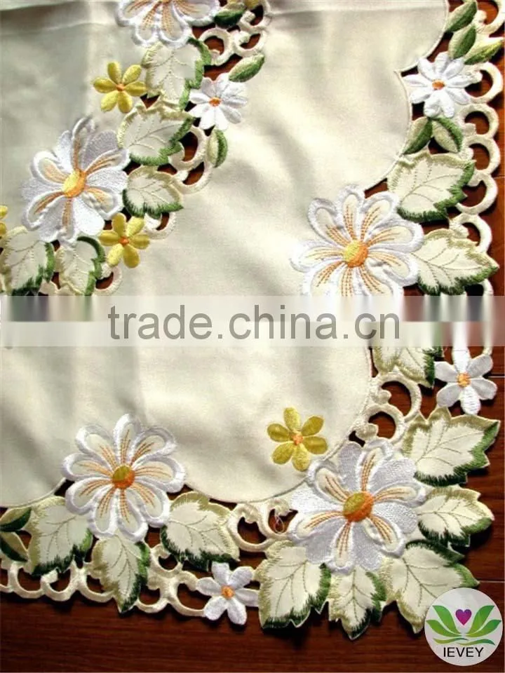 beige flower beautiful handmade embroidery cheap tablecloth wholesale tablecloth lmzc1007(3)K