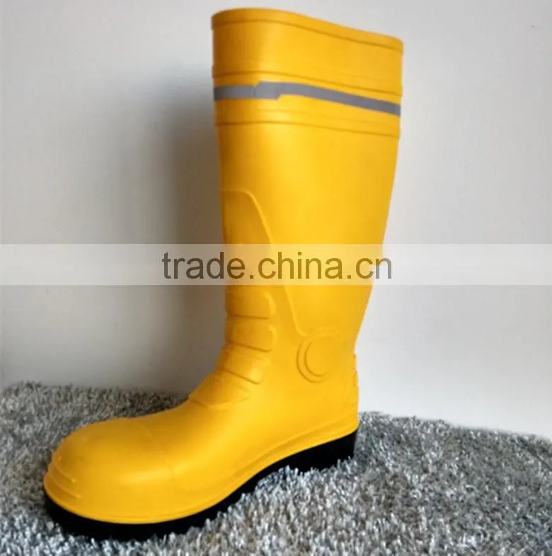 china fashion new yellow pvc rain boots/mining work boots